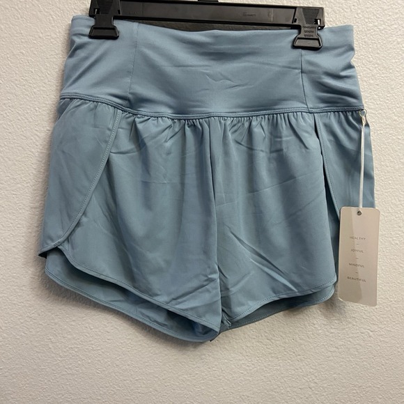 Women's Love Tree Running Shorts Blue Pull On Athletic Lined‎ Highwaisted Large - Picture 1 of 6